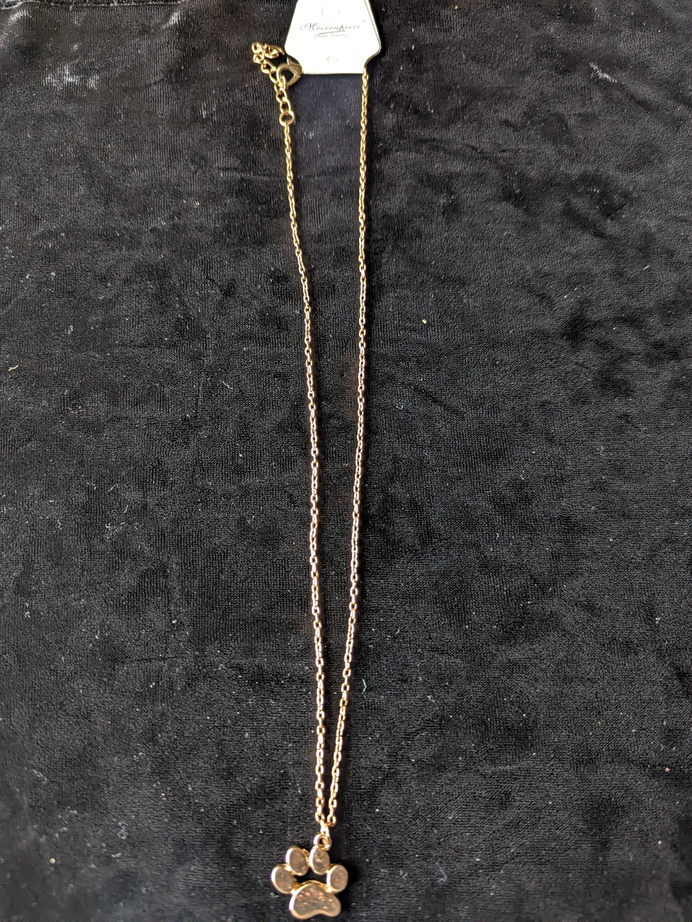 Gold Toned Paw Pendant Necklace